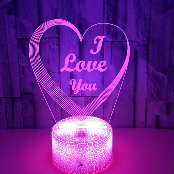 Valentine's Day Gift Colorful 3D Lamp Creative Touch Enes